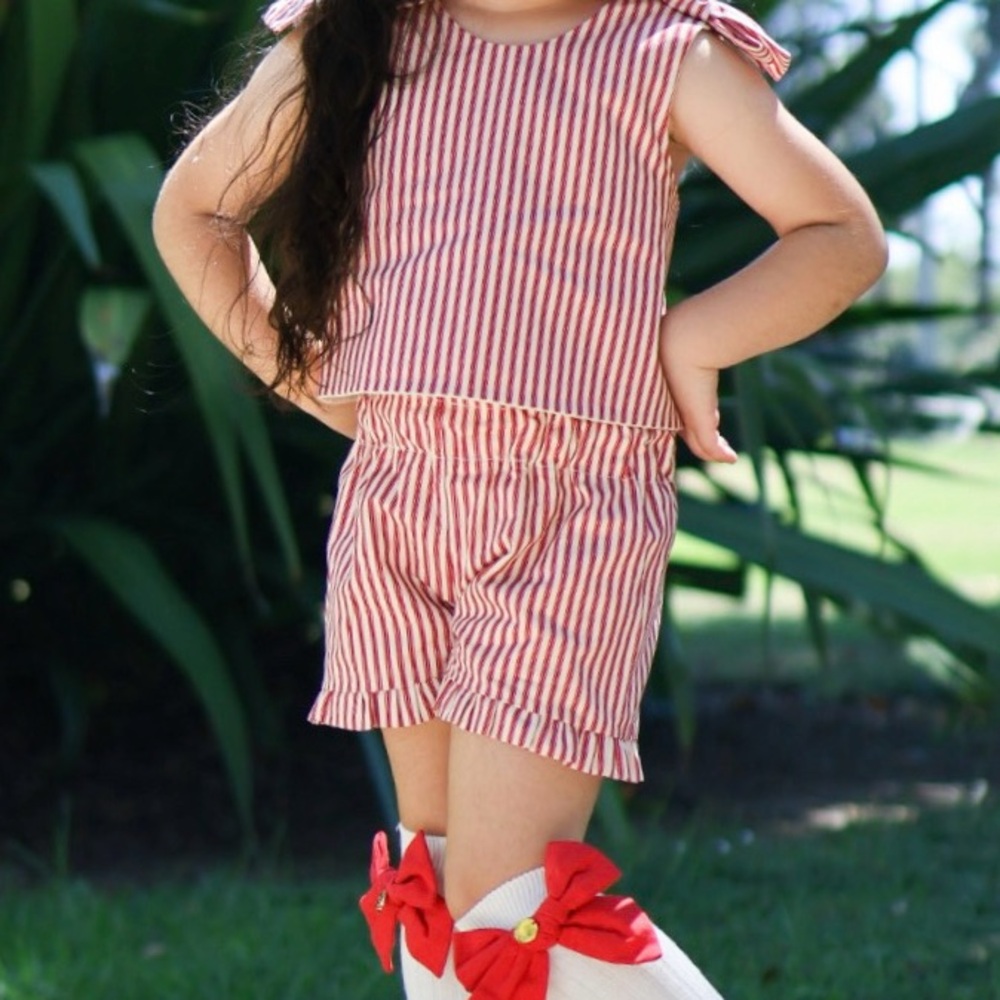 Red and White Striped Toddler Outfit
